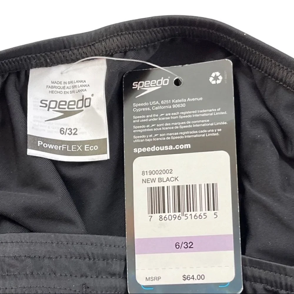 Speedo Moderate Ultraback PowerFLEX Performance Swimsuit • 32 • Black • NWT